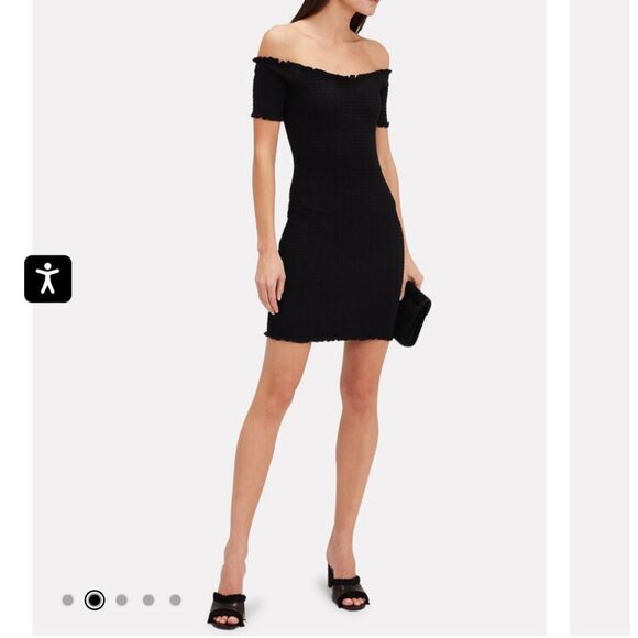 Fifth & Mode Carmen Smocked Mini Dress size Large in Black NWT - Picture 15 of 15